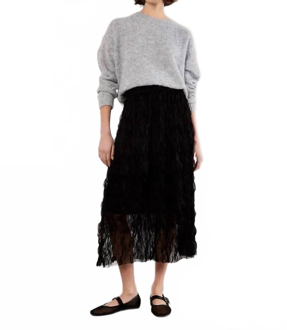 NEW APRICOT wavy tulle midi skirt in black